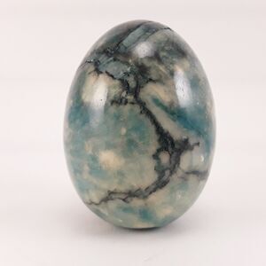 Polished Stone Egg, Blue Teal Marble Marbled Pattern colored nest egg blue-green